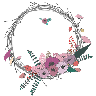 Floral_ Wreath_with_ Butterfly_ Vector