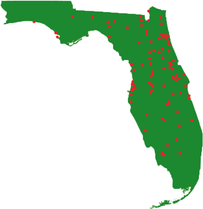 Florida Mapwith Red Dots