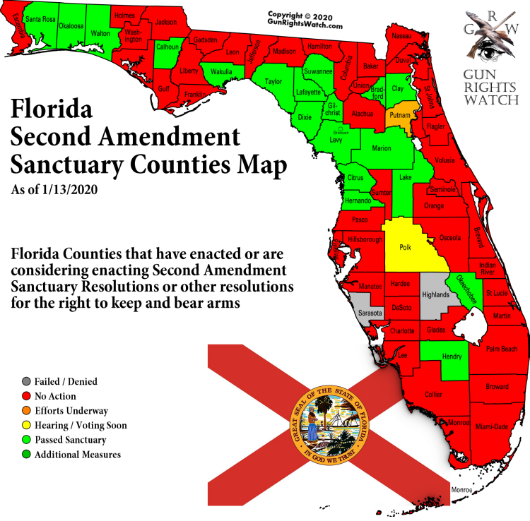 Florida Second Amendment Sanctuary Counties Map2020