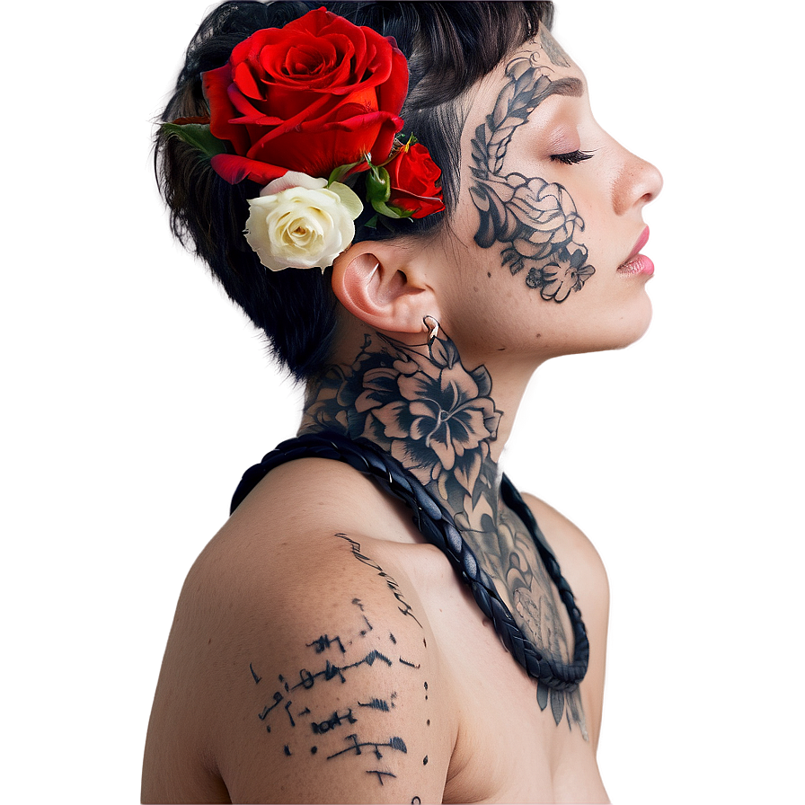 Flower Neck Tattoo Setups Png 24