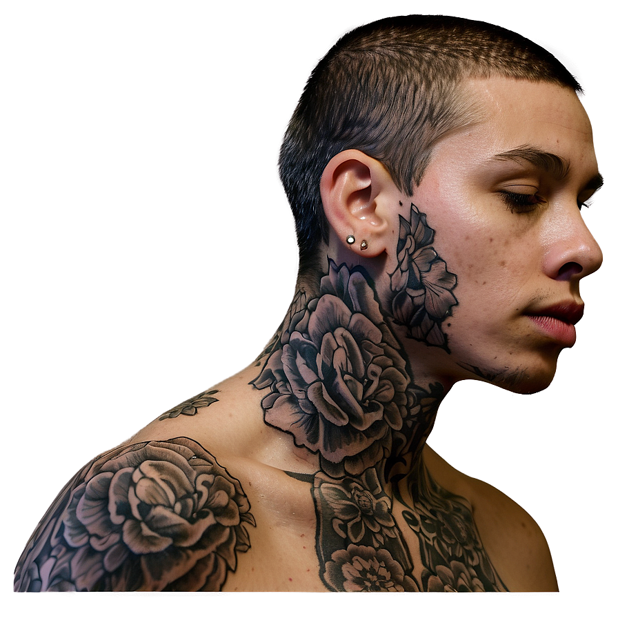 Flower Neck Tattoo Setups Png Ope15