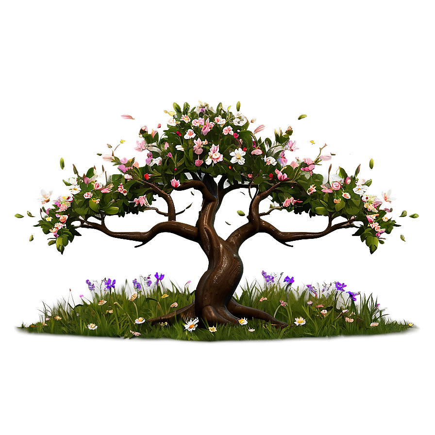 Flower Tree In Meadow Png Kgm