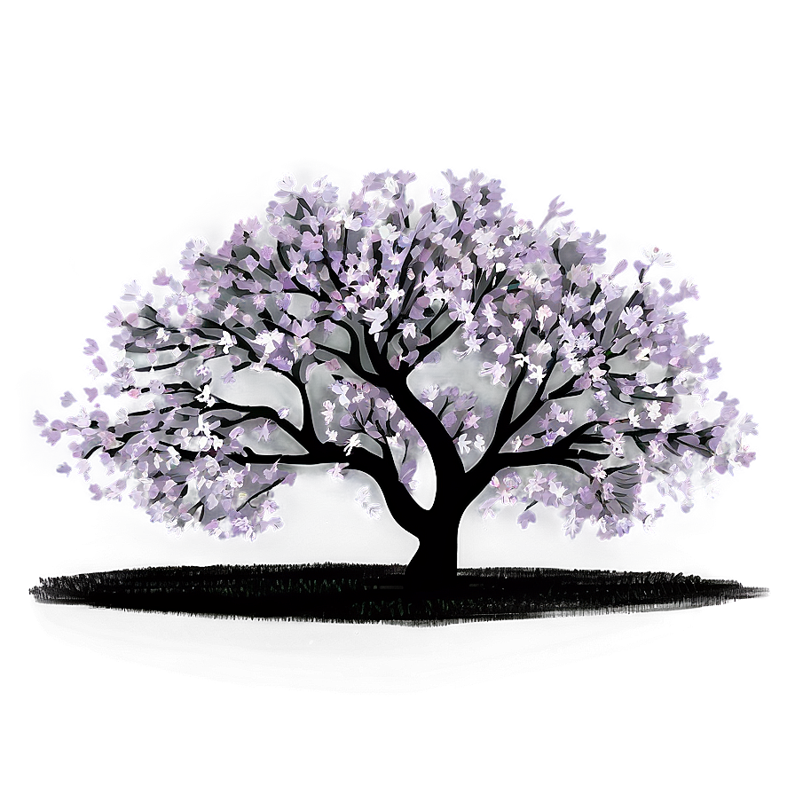 Flower Tree Under Moonlight Png Aub74