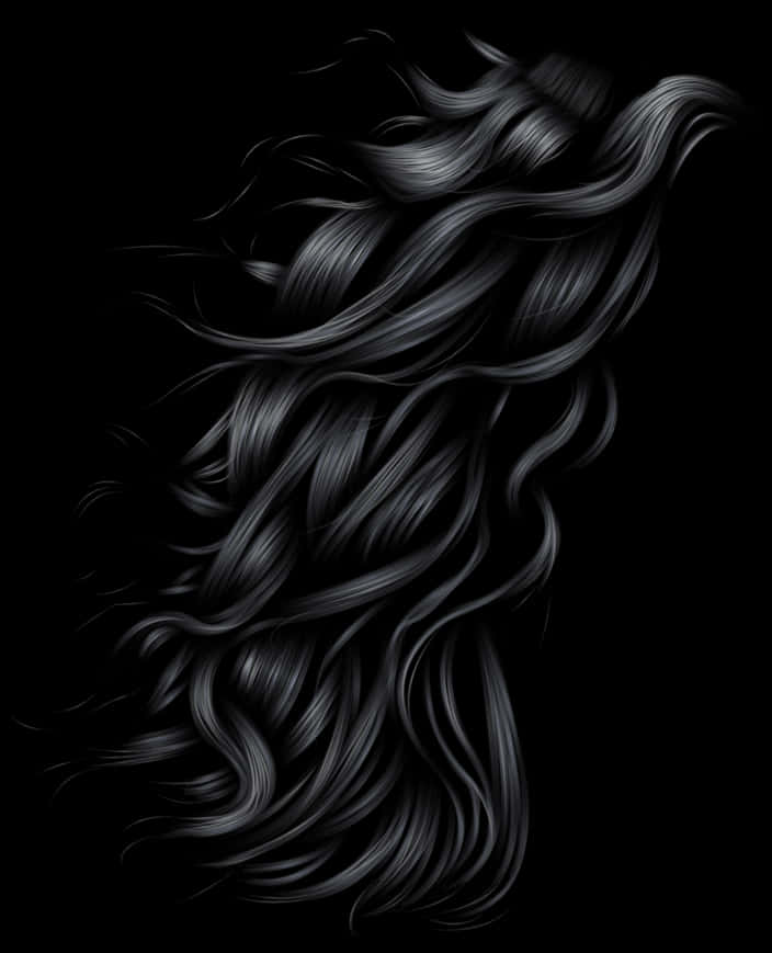 Flowing_ Black_ Hair_ Artwork