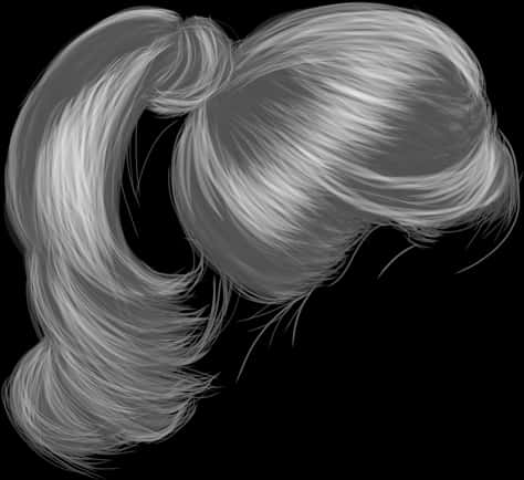 Flowing_ Hair_ Illustration_ Gray_ Scale