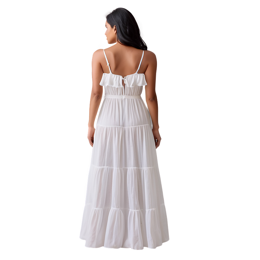 Flowy White Maxi Dress Png 61