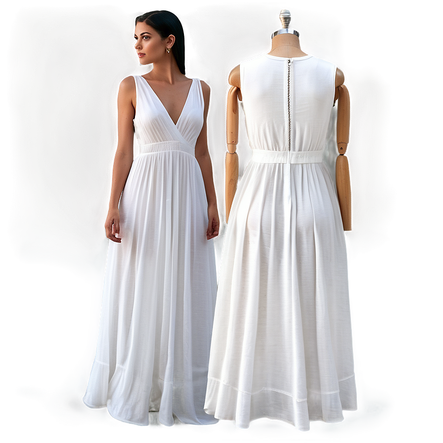 Flowy White Maxi Dress Png Xee