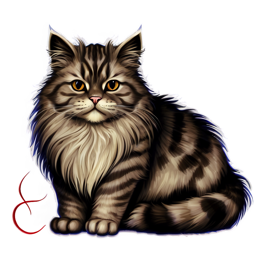 Fluffy Cat Illustration Vector Png Wuk