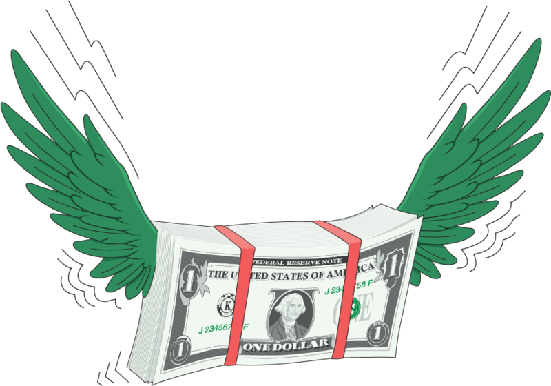 Flying Dollar With Wings Vector