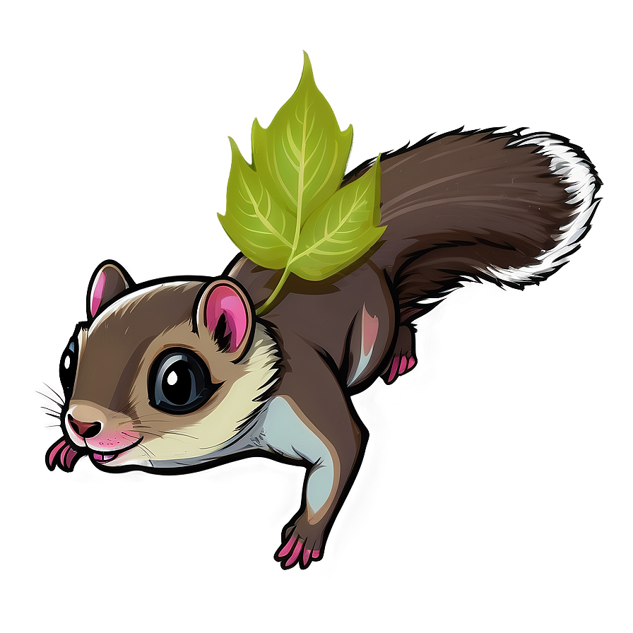 Flying Squirrel With Leaves Png 06262024