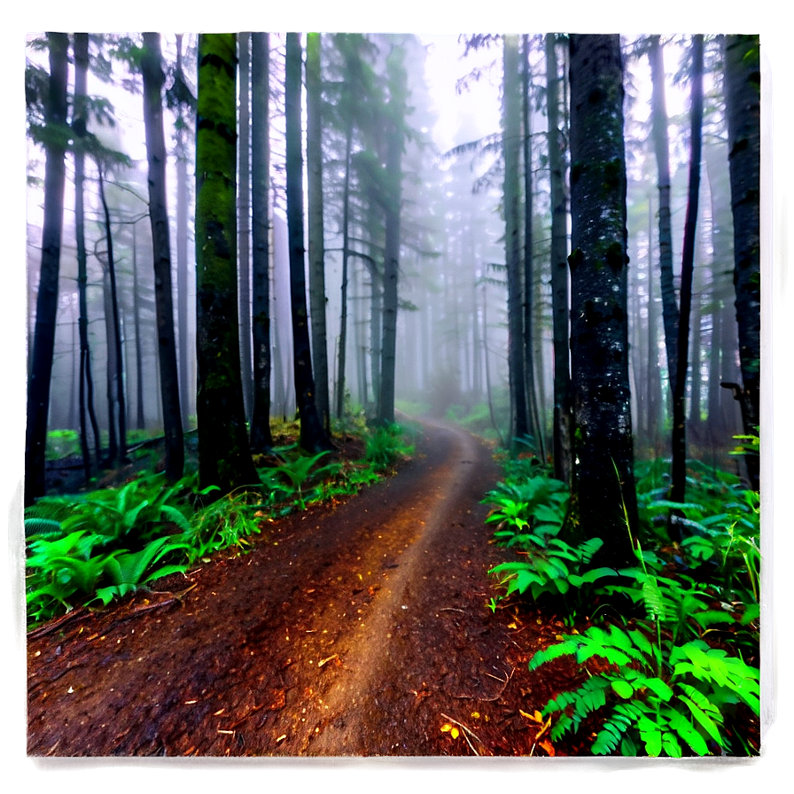 Foggy Forest Trail Photo Png Xug16