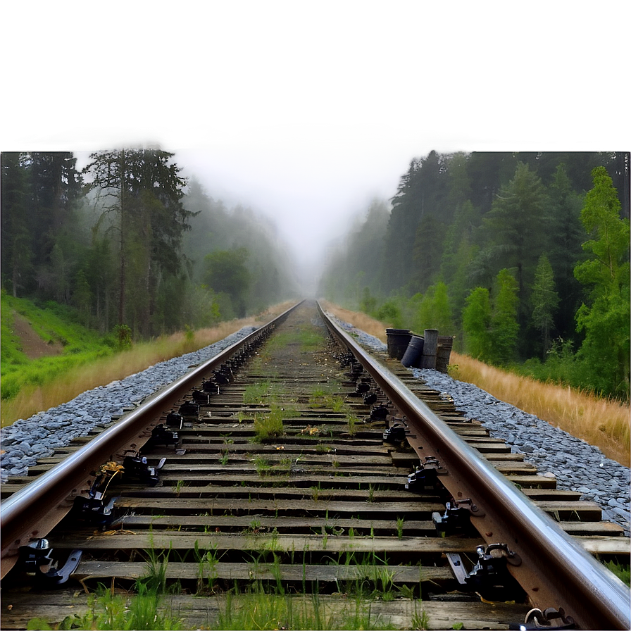 Foggy Morning Train Tracks Png Cmy70