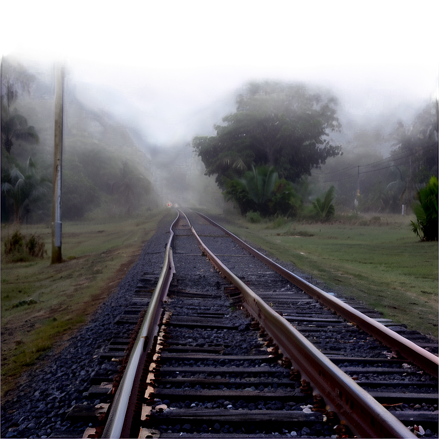 Foggy Train Track Morning Png 52