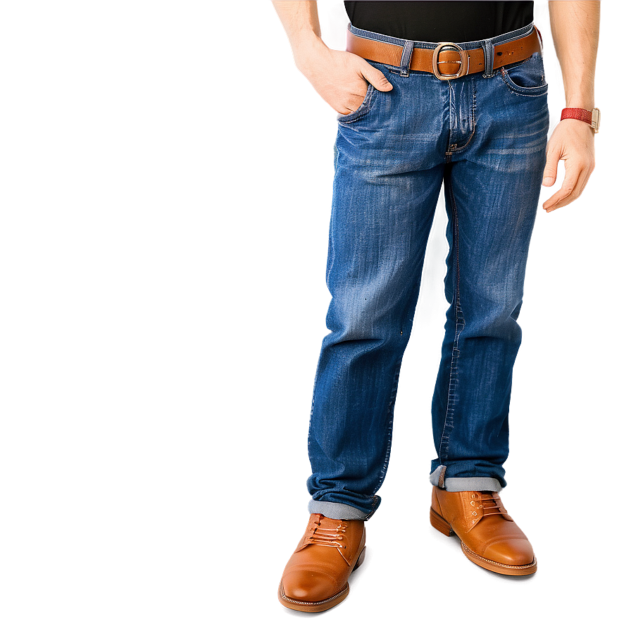 Folded Jeans With Belt Png 06272024