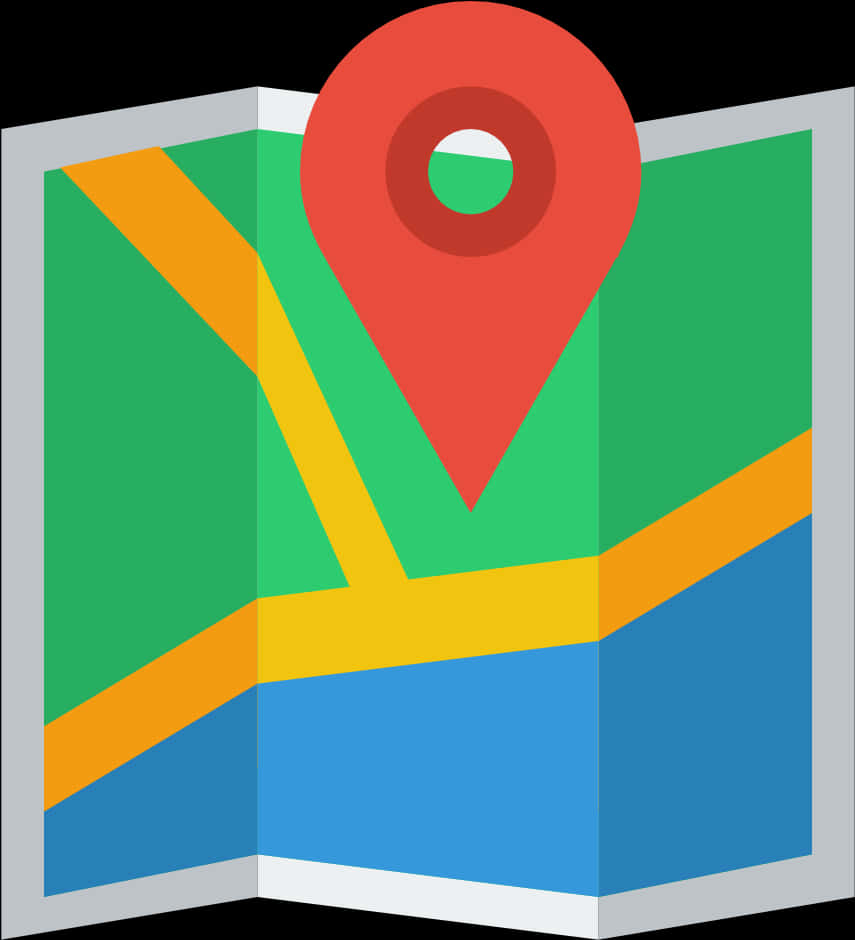 Folded Paper Mapwith Location Pin