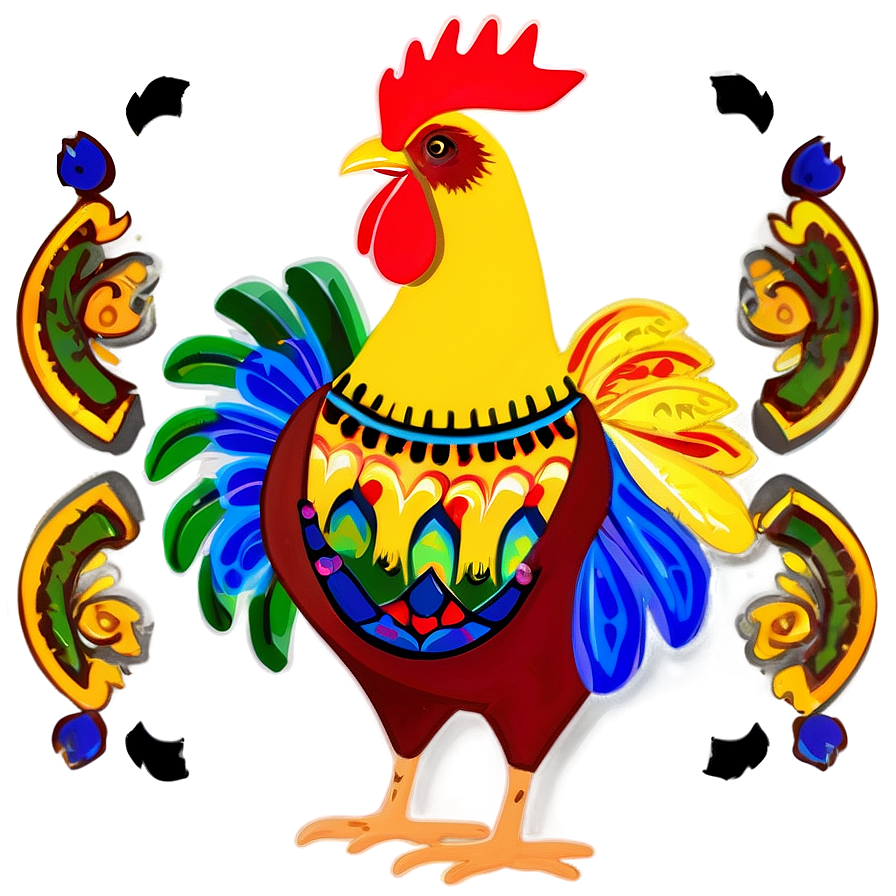 Folk Art Rooster Png Myq48