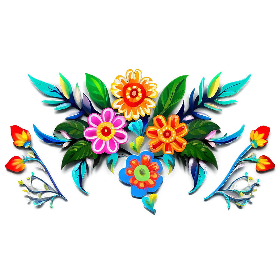 Folkloric Mexican Flowers Png Aik