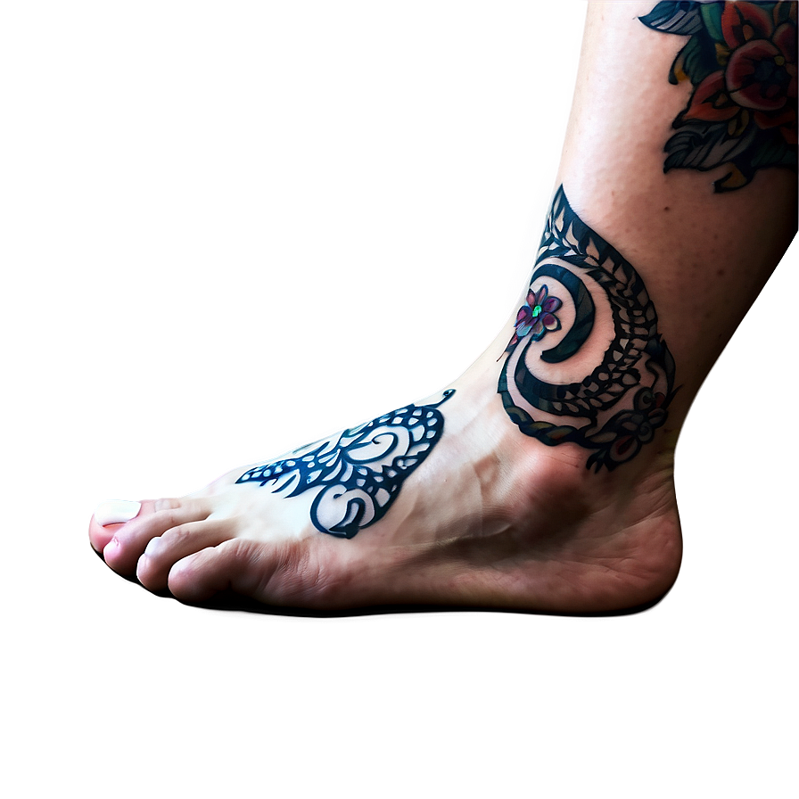 Foot With Tattoo Design Png Hlp