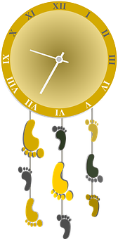 Footstepsof Time Clock Illustration