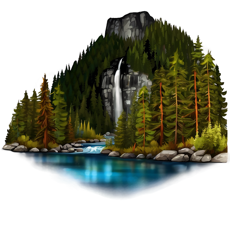 Forest Mountain River Clipart Png Mjg28