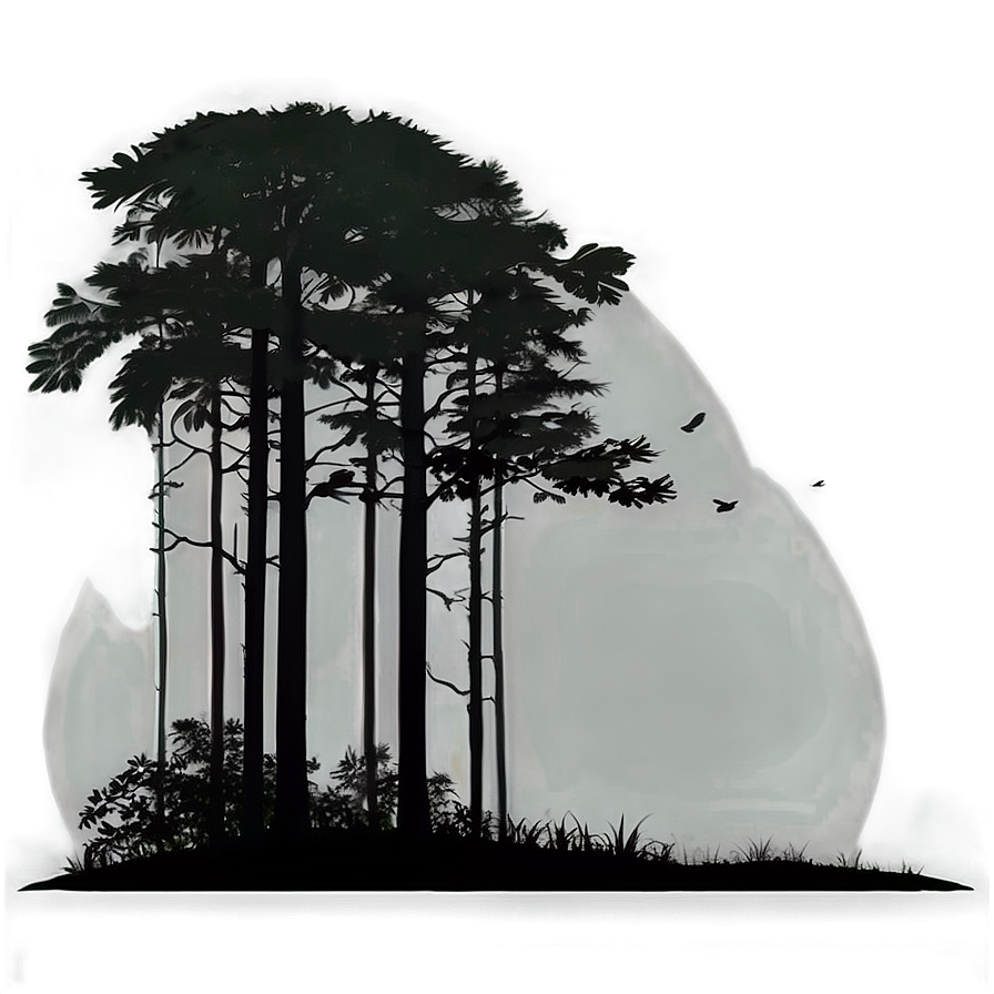 Forest Silhouette Line Png Asr98