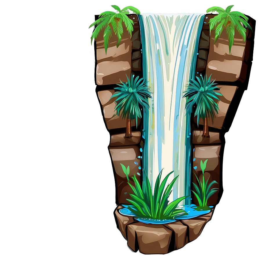 Forest Waterfall Oasis Clipart Png Cgq71