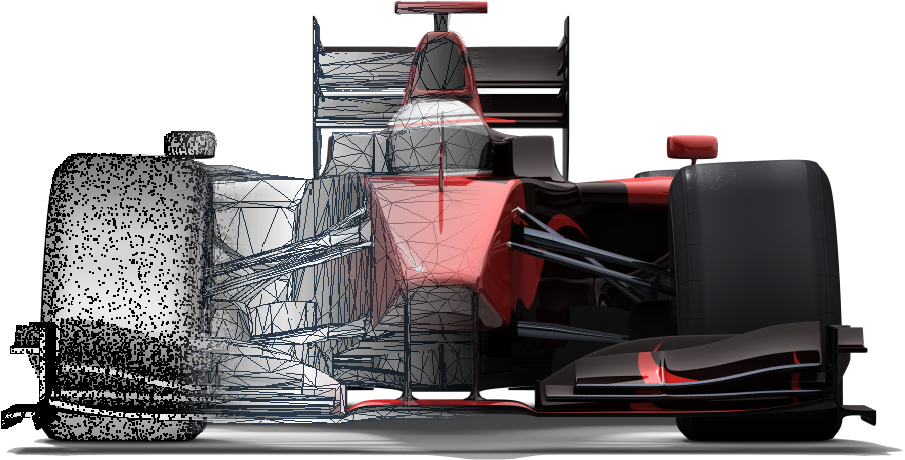 Formula1 Car Aerodynamics Wireframe Visualization