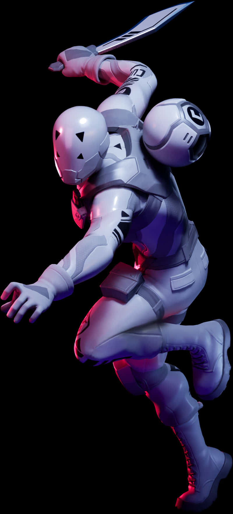 Fortnite White Armored Character Action Pose
