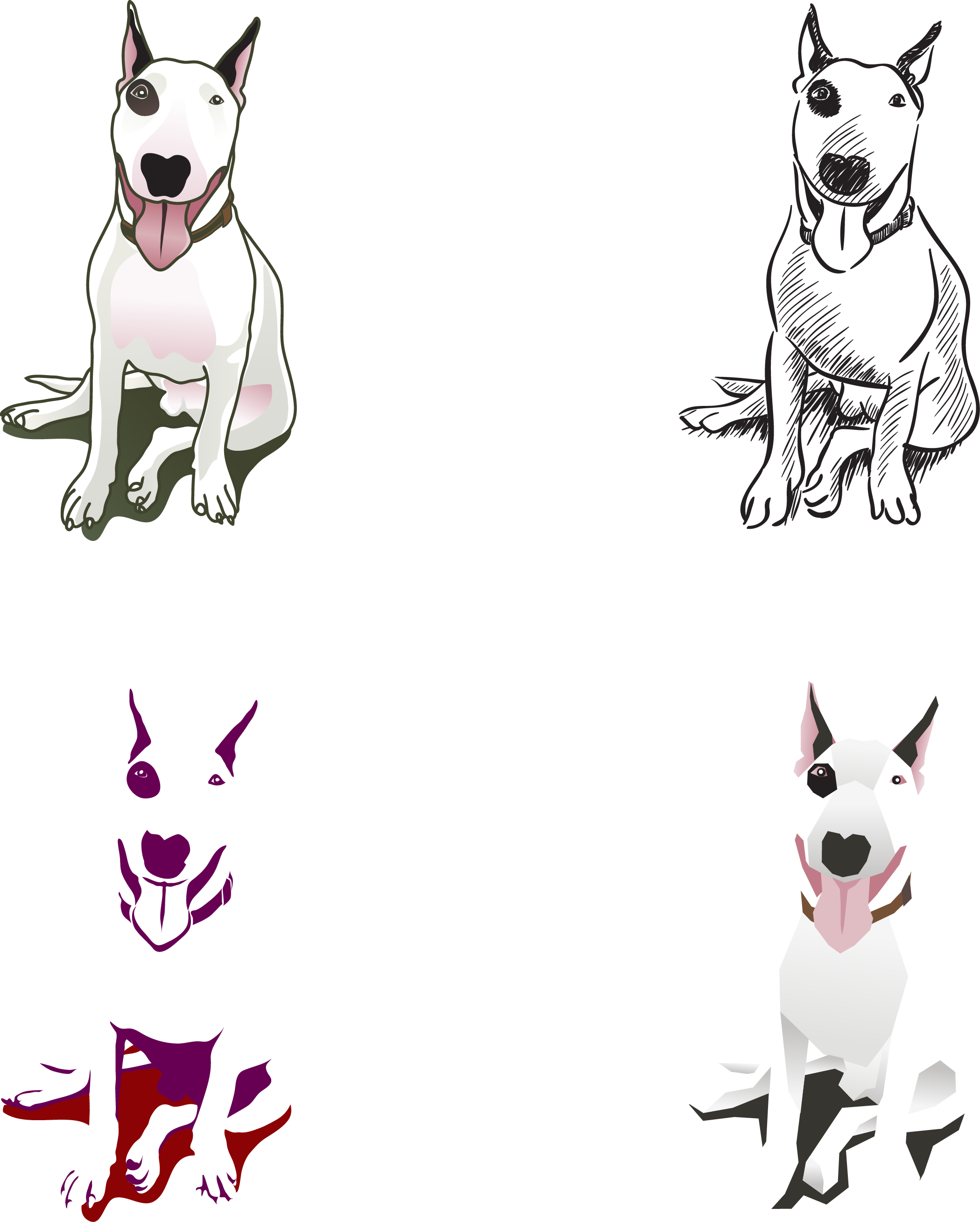 Four Styles Bull Terrier Illustration