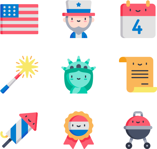 Fourthof July Icons Set