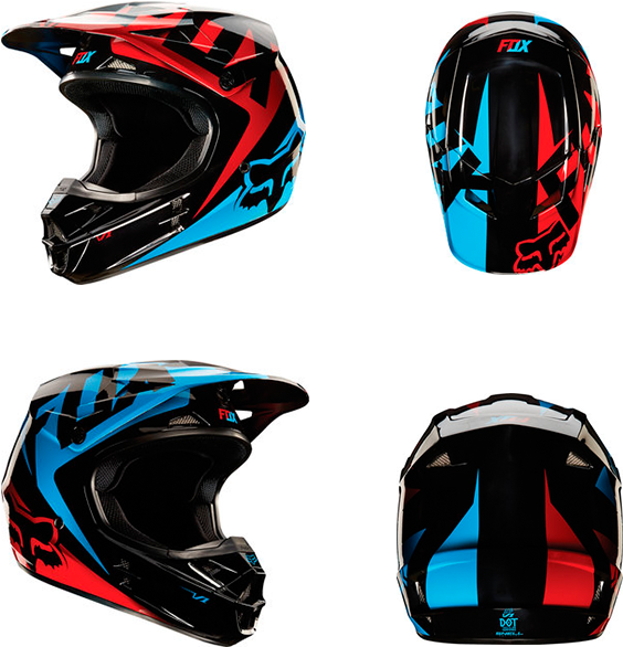 Fox Racing Motocross Helmet Multiple Views