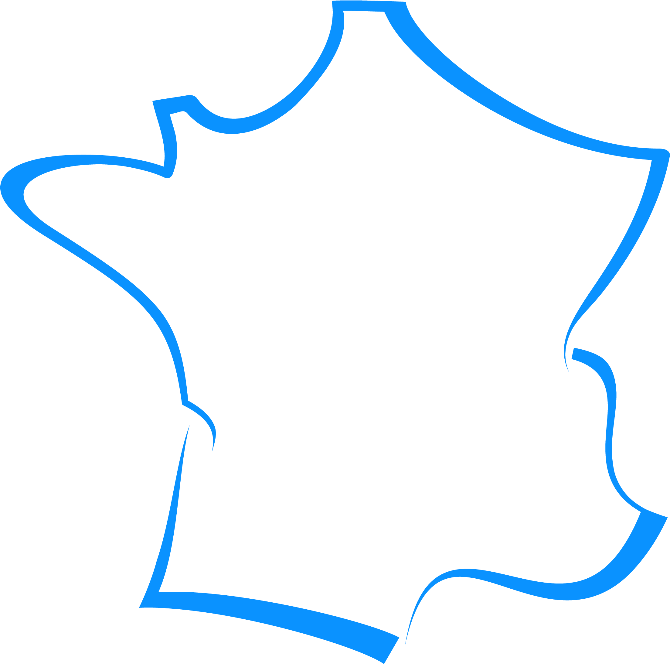 France Outline Map Blue