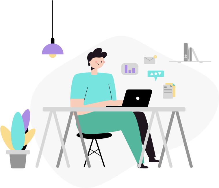 Freelancer Working From Home Illustration