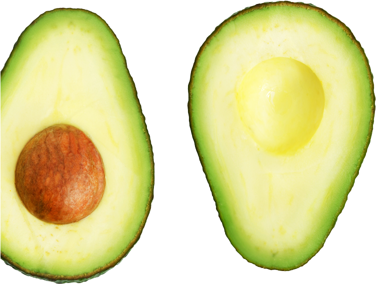 Fresh Avocado Halves Seed Exposed