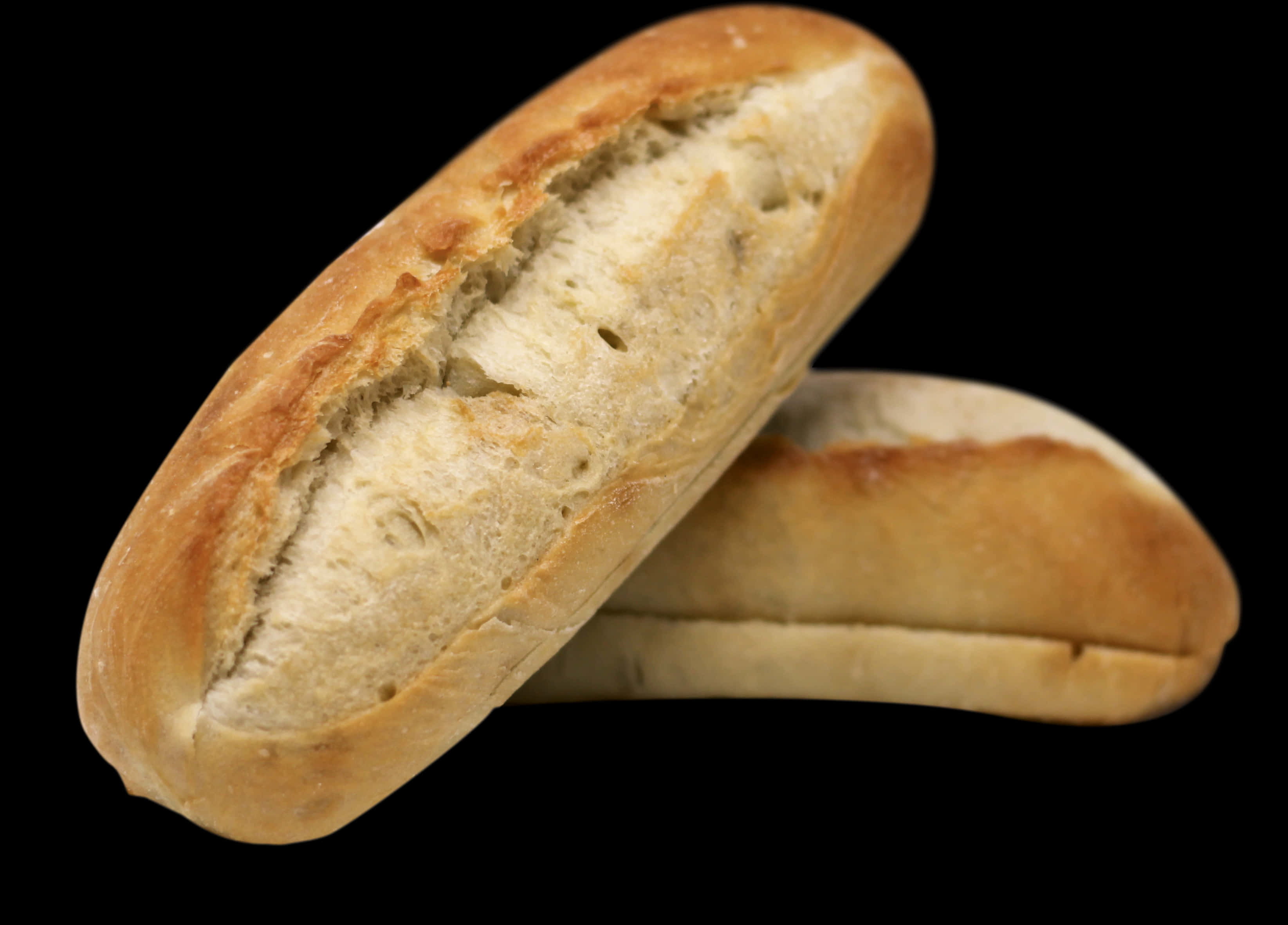 Fresh Baguette Bread Black Background