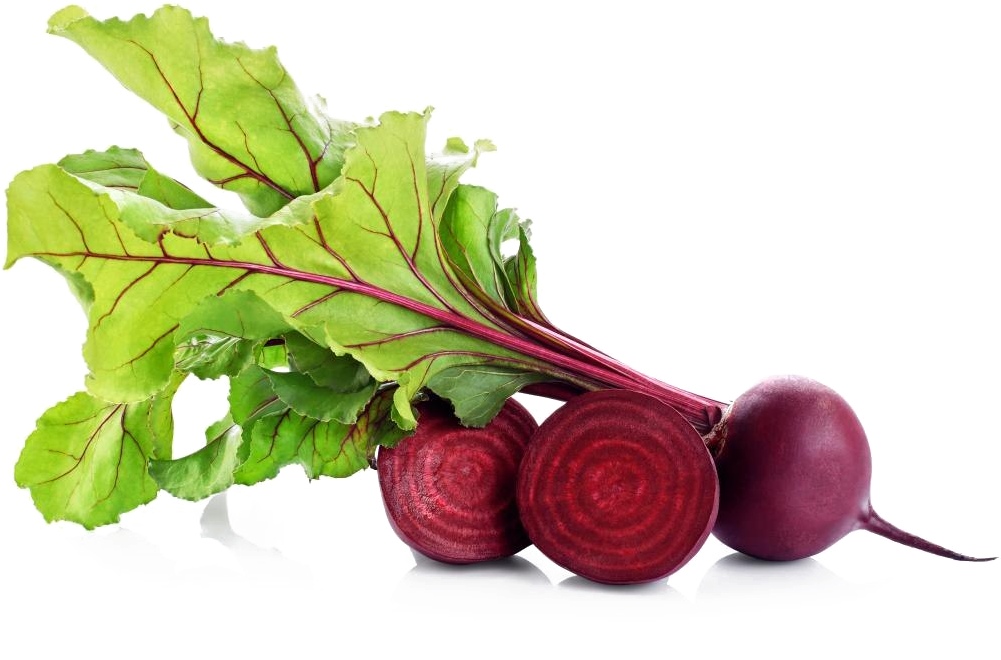 Fresh Beetroot With Leavesand Sliced Halves.png