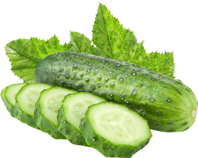 Fresh Cucumberand Sliceswith Leaves.png