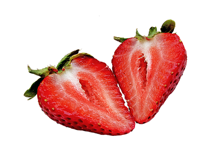 Fresh Cut Strawberryon Black Background