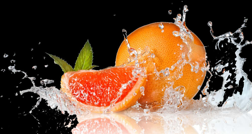 Fresh Grapefruit Splash Water Droplets