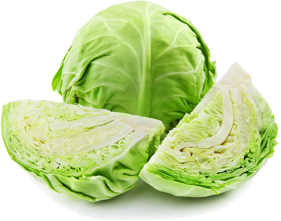 Fresh Green Cabbageand Cut Wedges