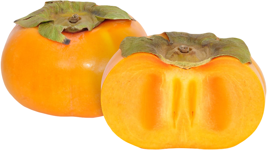 Fresh Persimmon Fruit Halfand Whole