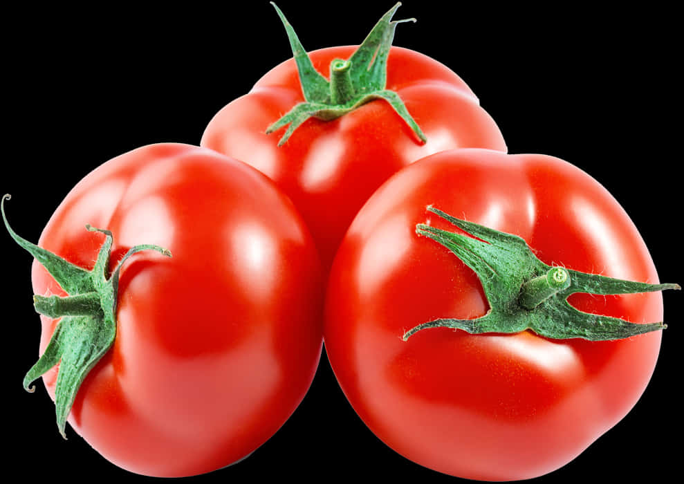 Fresh Red Tomatoes Black Background