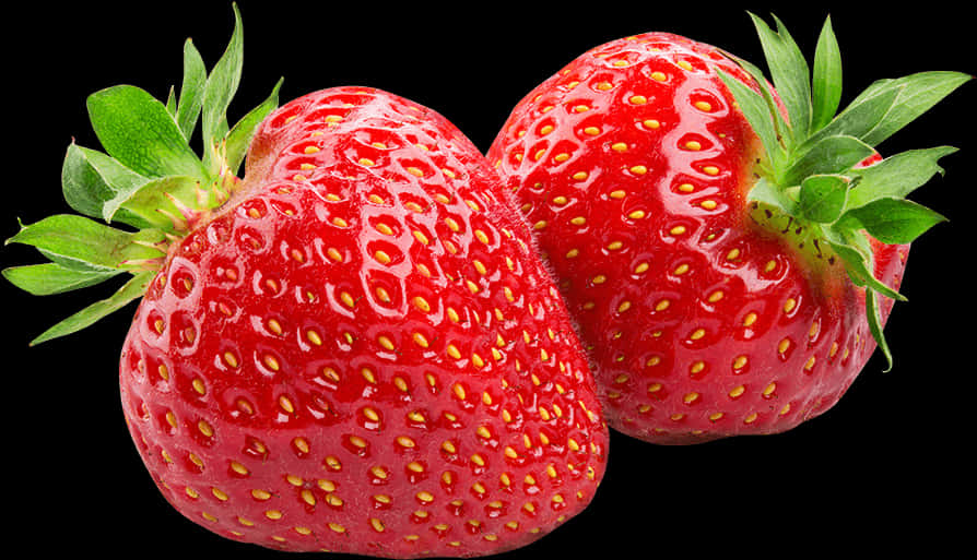 Fresh Strawberries Black Background