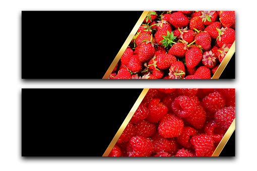 Fresh Strawberriesand Raspberries Diptych