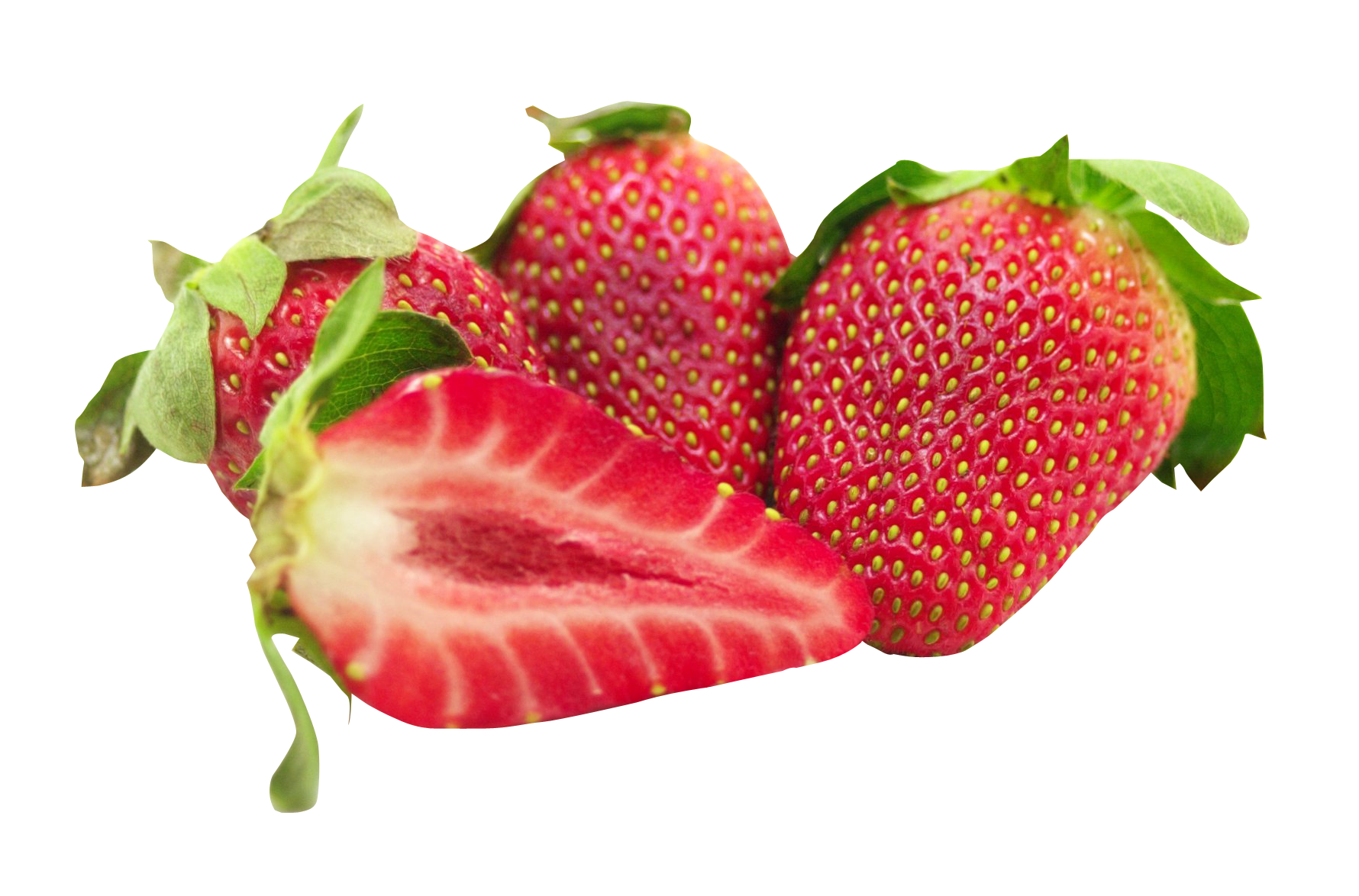 Fresh Strawberriesand Slice Transparent Background