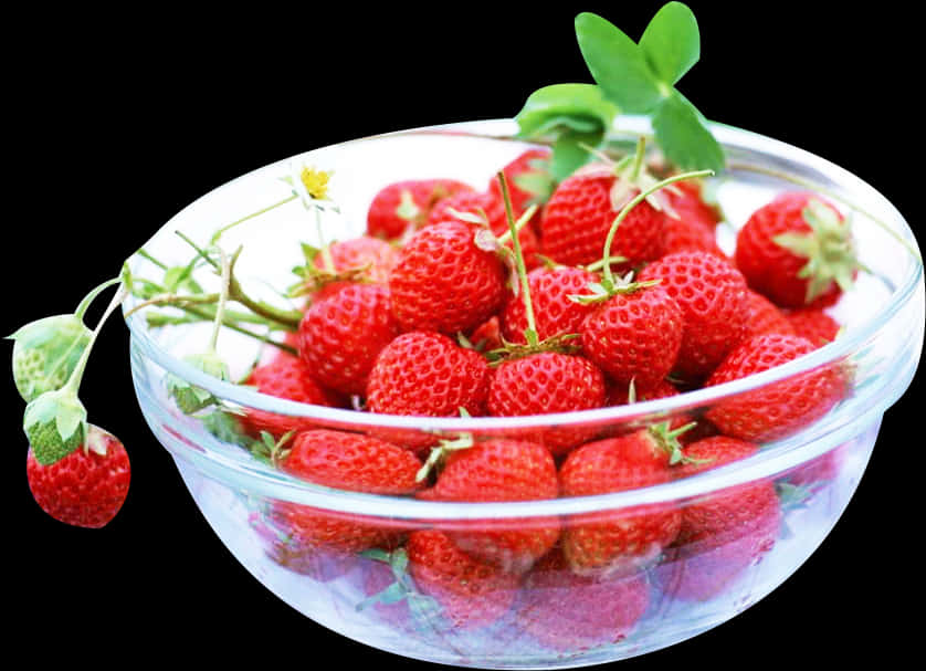 Fresh Strawberriesin Glass Bowl