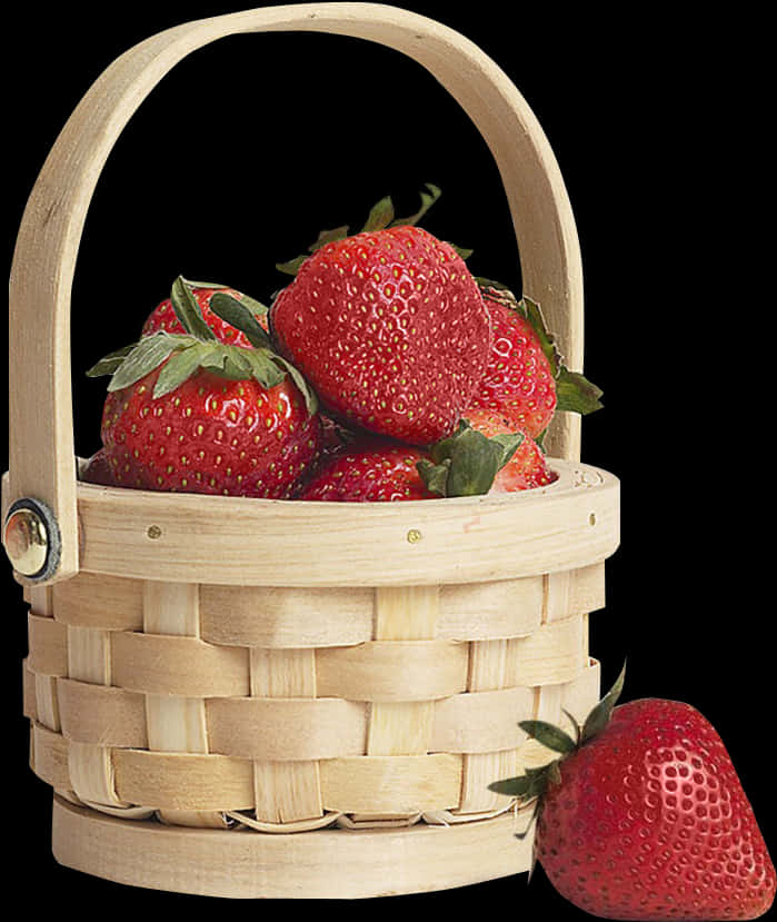 Fresh Strawberriesin Wooden Basket