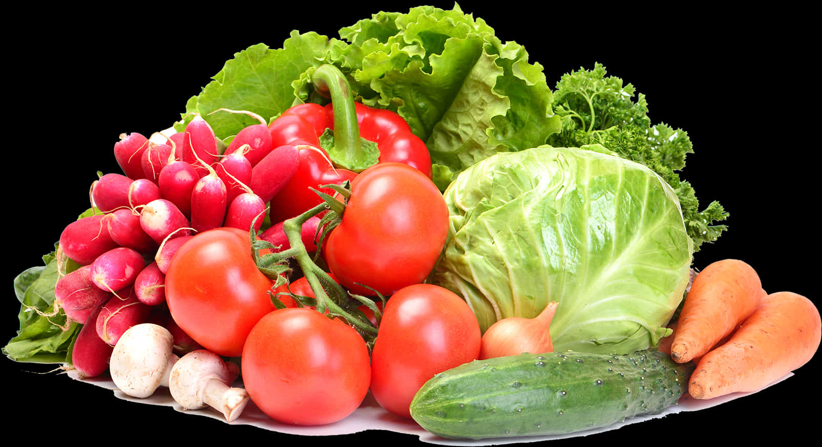 Fresh Vegetable Assortment Black Background