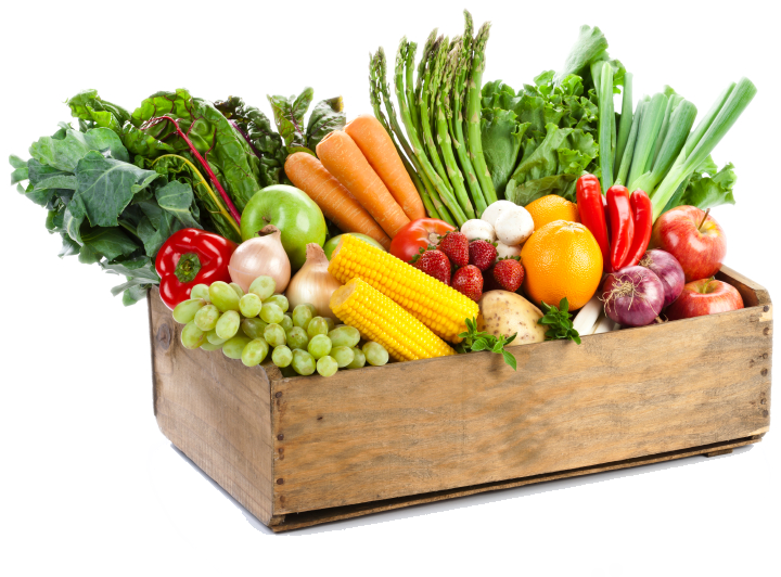 Fresh Vegetablesand Fruitsin Wooden Crate