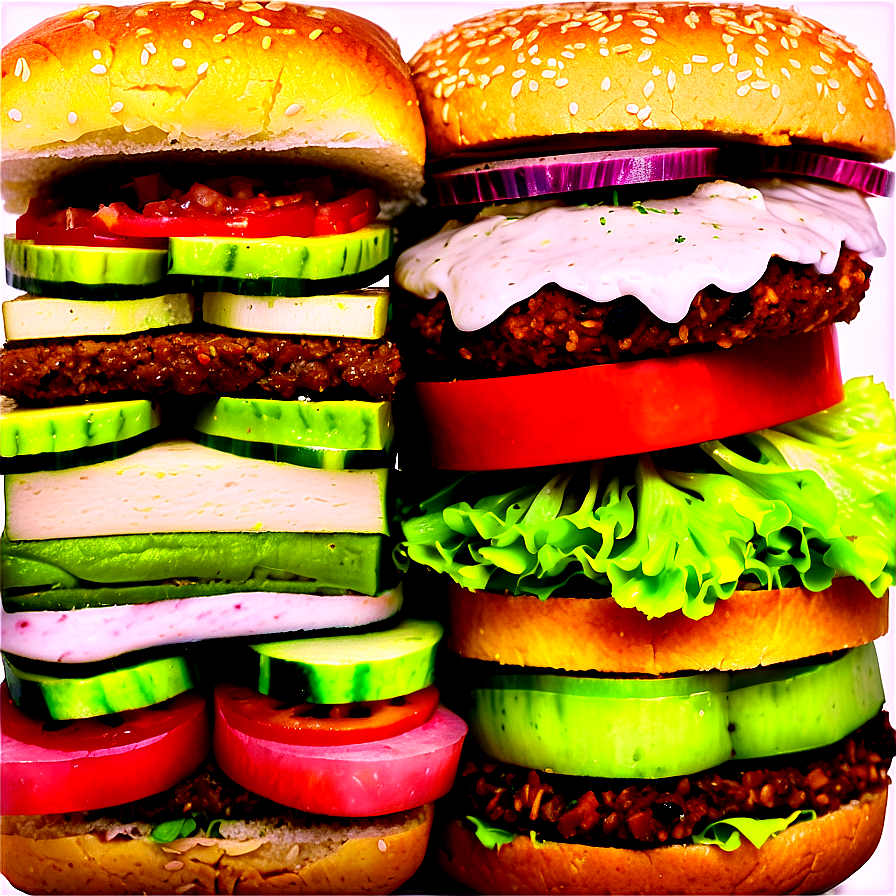 Fresh Veggie Burger Feast Png 06242024